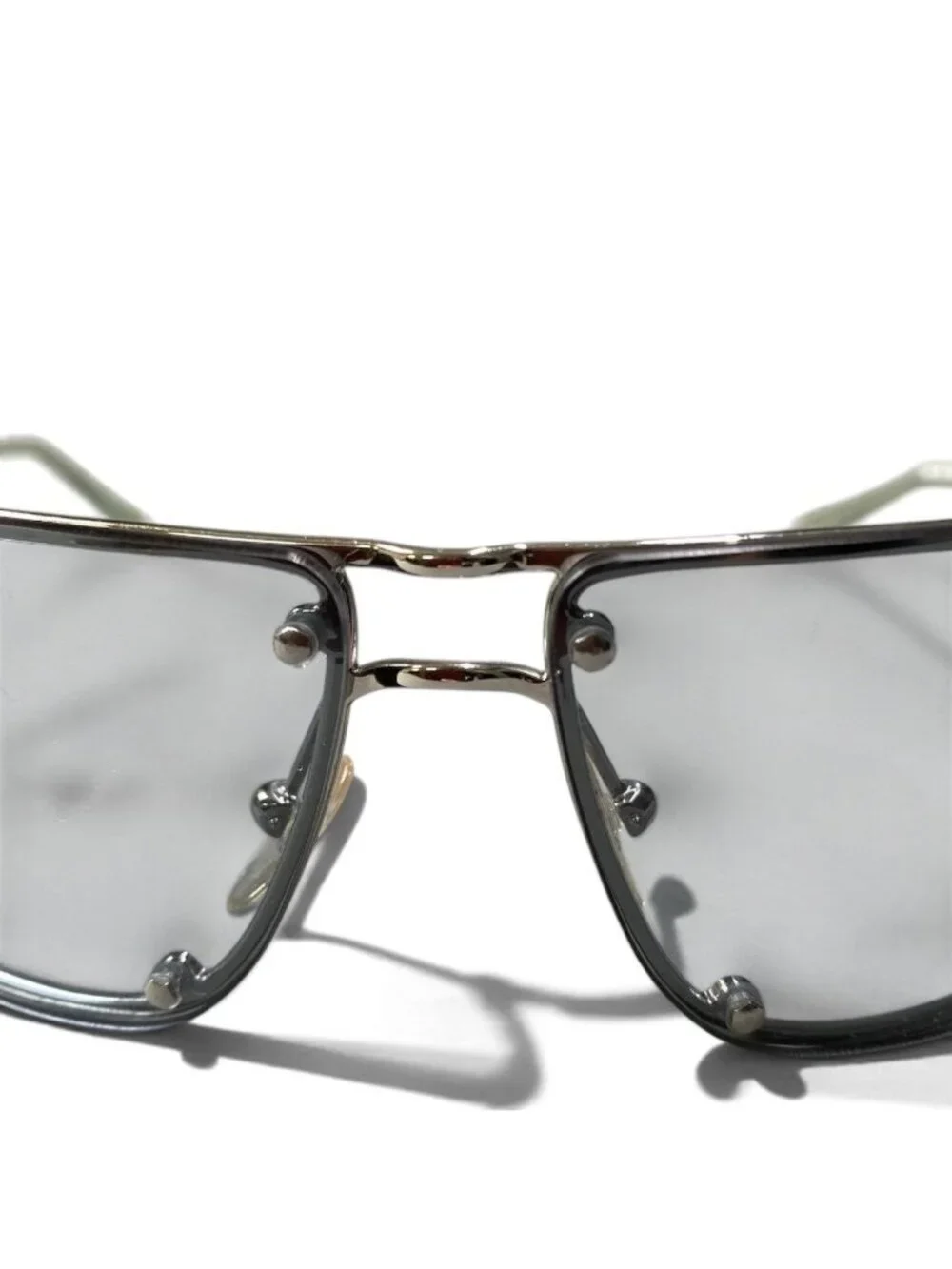 Versace Side Shield Sunglasses Mod Silver Clear Blue Eyewear